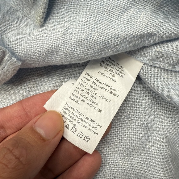 J. Crew Button Up Shirt Mens Size XL Blue Long Sleeve Linen - Picture 9 of 9